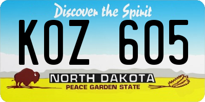 ND license plate KOZ605