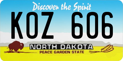 ND license plate KOZ606