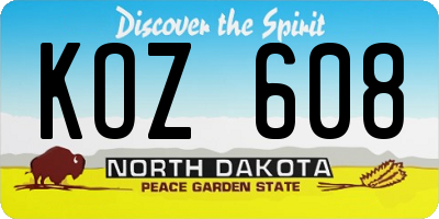 ND license plate KOZ608