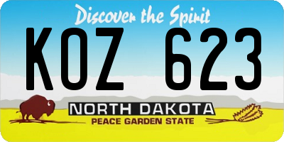 ND license plate KOZ623