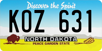 ND license plate KOZ631