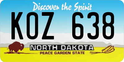 ND license plate KOZ638