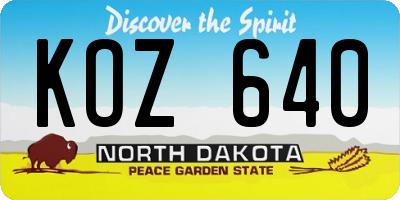 ND license plate KOZ640