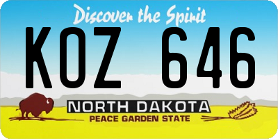 ND license plate KOZ646