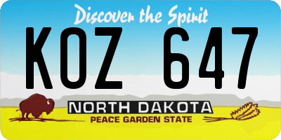 ND license plate KOZ647