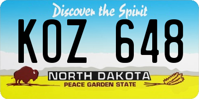 ND license plate KOZ648