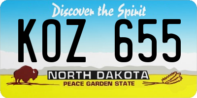 ND license plate KOZ655