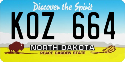 ND license plate KOZ664
