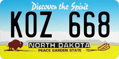 ND license plate KOZ668