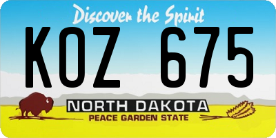 ND license plate KOZ675