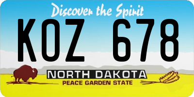 ND license plate KOZ678