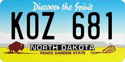ND license plate KOZ681