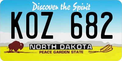 ND license plate KOZ682
