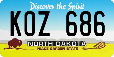 ND license plate KOZ686
