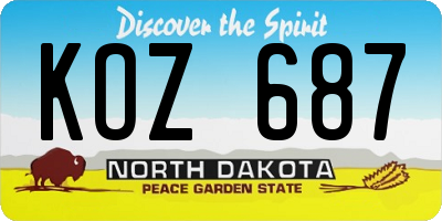 ND license plate KOZ687