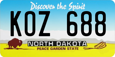 ND license plate KOZ688