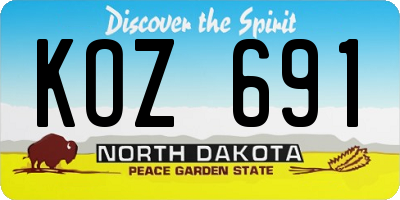 ND license plate KOZ691