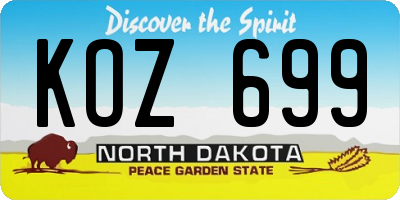 ND license plate KOZ699