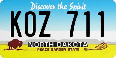 ND license plate KOZ711