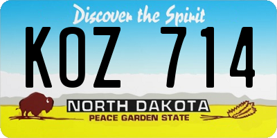 ND license plate KOZ714