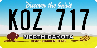 ND license plate KOZ717