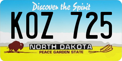 ND license plate KOZ725