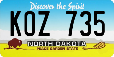 ND license plate KOZ735