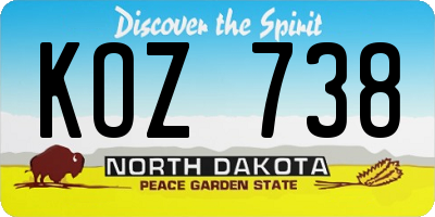 ND license plate KOZ738