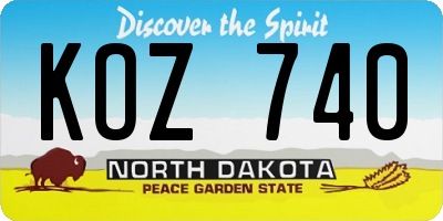 ND license plate KOZ740