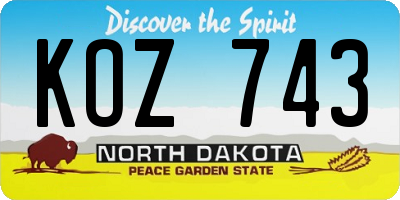 ND license plate KOZ743