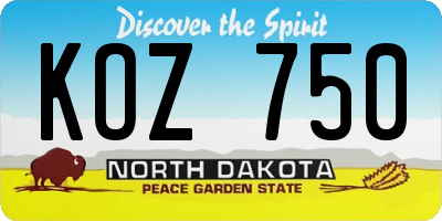 ND license plate KOZ750