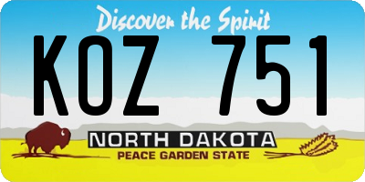 ND license plate KOZ751