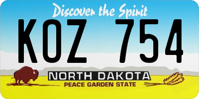 ND license plate KOZ754