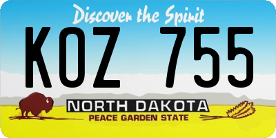 ND license plate KOZ755