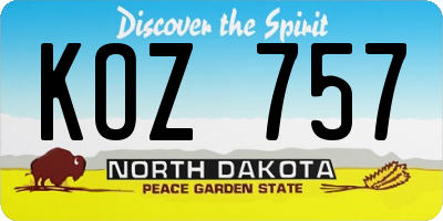 ND license plate KOZ757