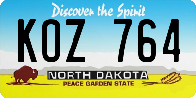 ND license plate KOZ764