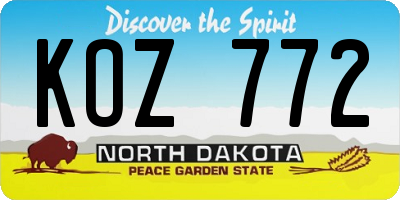 ND license plate KOZ772