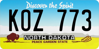 ND license plate KOZ773