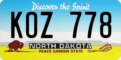 ND license plate KOZ778