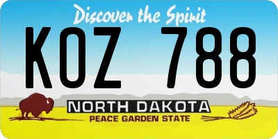 ND license plate KOZ788