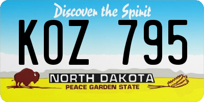 ND license plate KOZ795