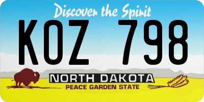 ND license plate KOZ798