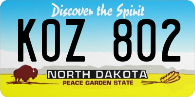 ND license plate KOZ802