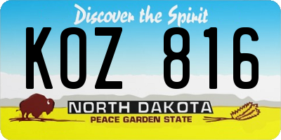 ND license plate KOZ816