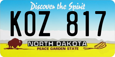ND license plate KOZ817