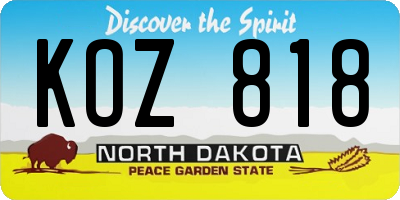 ND license plate KOZ818