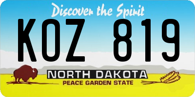 ND license plate KOZ819