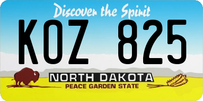 ND license plate KOZ825