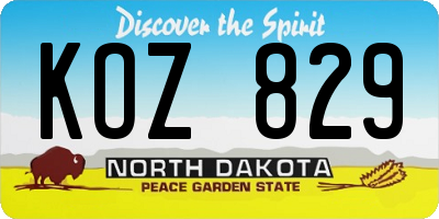 ND license plate KOZ829