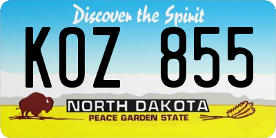 ND license plate KOZ855
